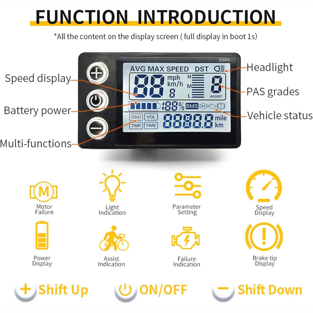 Electric Bike LCD Display 24V/36V/48V Waterproof Segment Meter