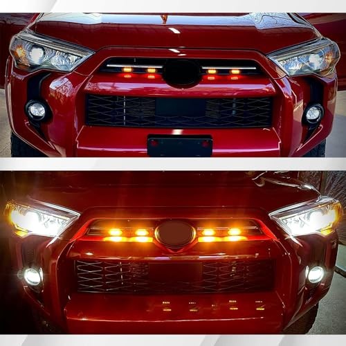 4PCS Amber LED Grill Lights with Fuse Adapter for Trucks - Waterproof Front Bumper Lamps