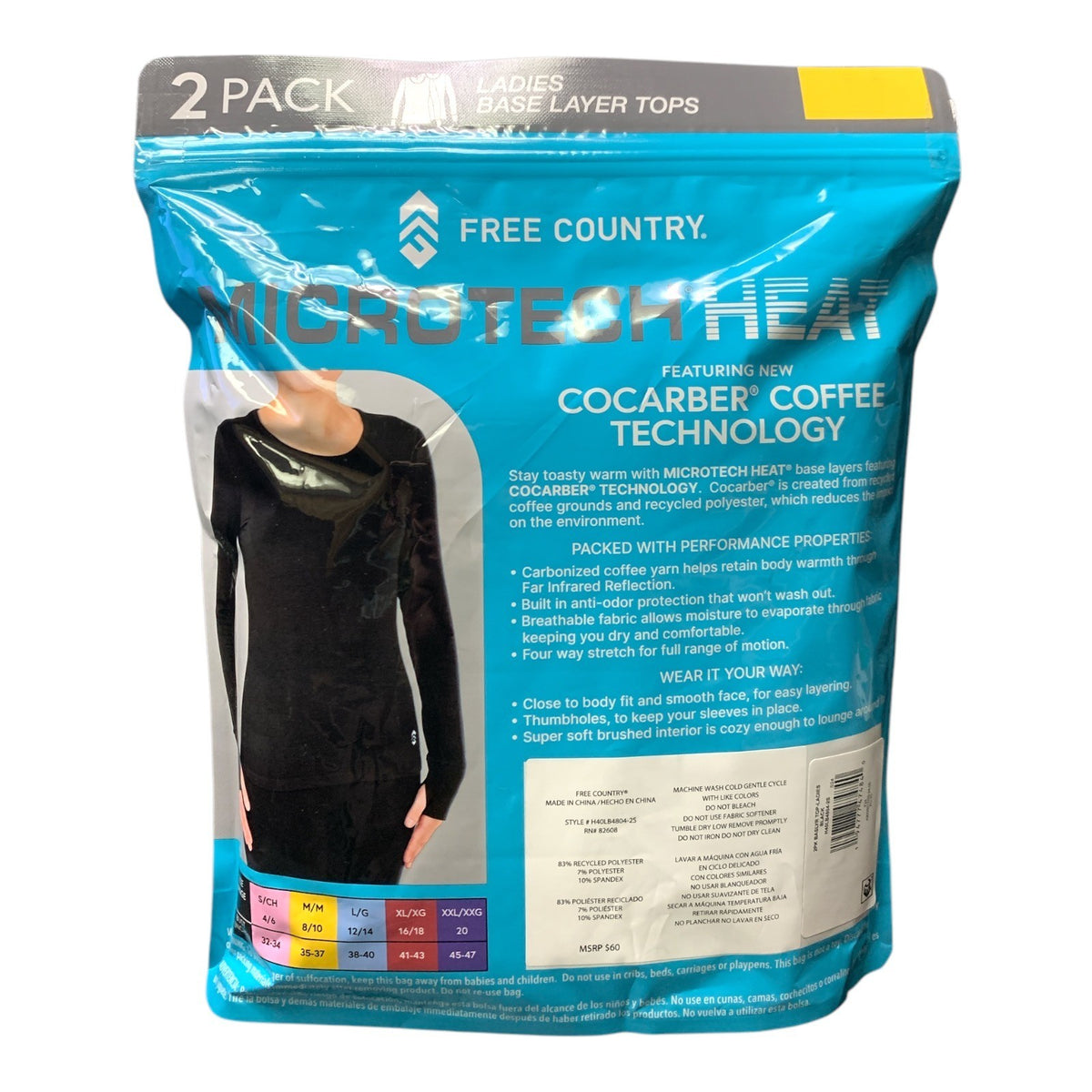 Ladies Microtech Heat Base Layer Top 2-Pack - Eco-Friendly Thermal Performance