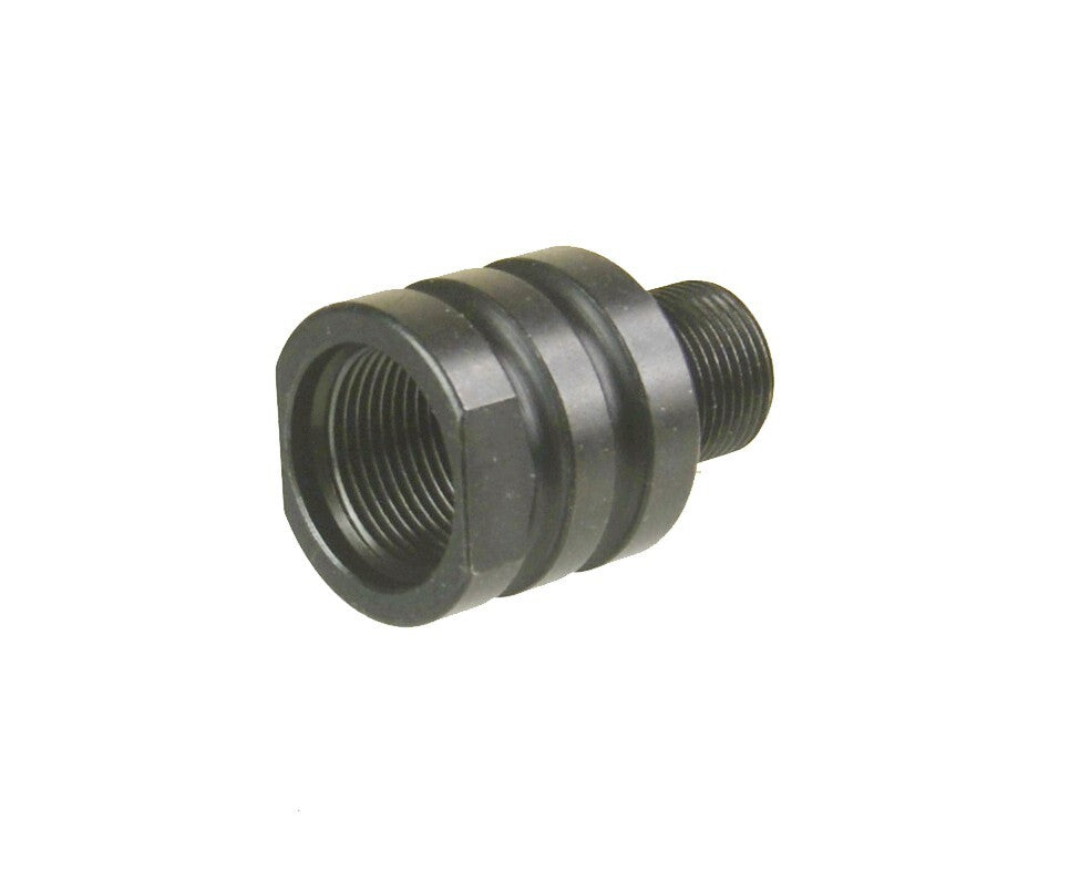 Steel 5/8x24 Inside Thread to 1/2x28 Outside Thread Muzzle Adapter - Black