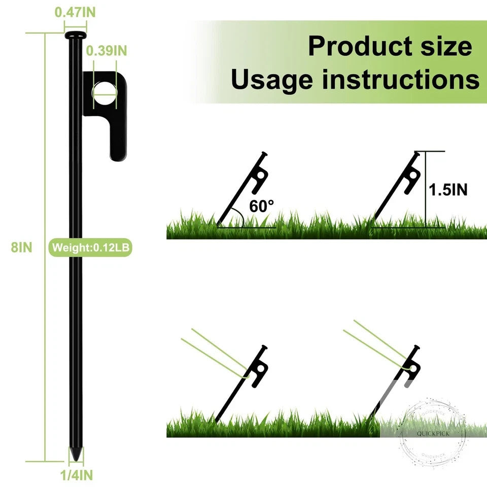 Heavy Duty Steel Tent Stakes Set for Camping and Outdoor Grounds