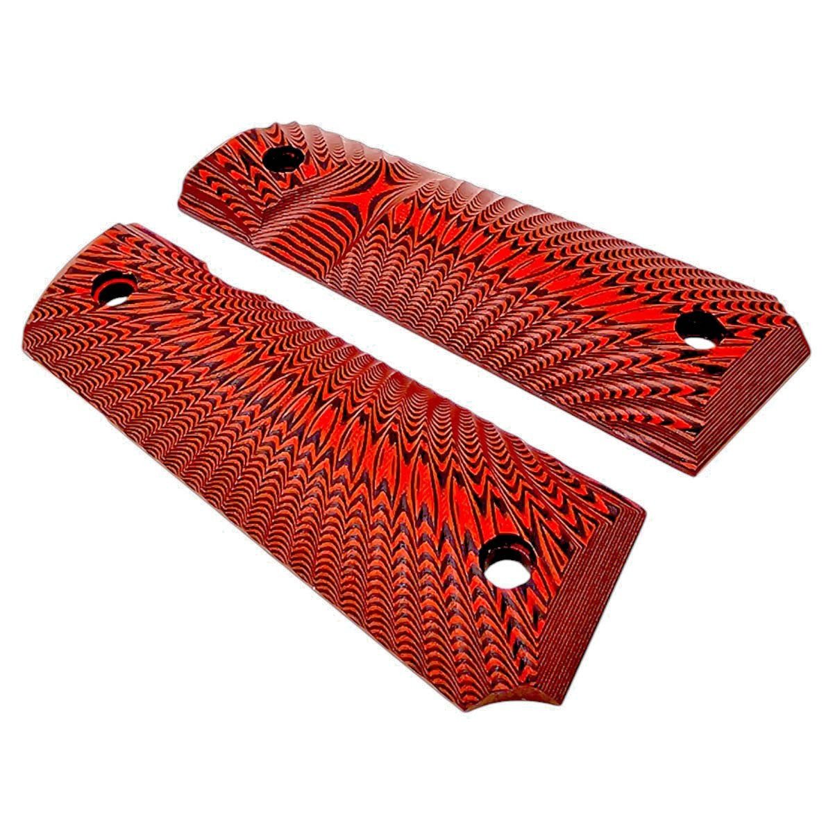 1911 Pistol Grips G10 Full Size Red & Black Sunburst for Kimber Colt Springfield