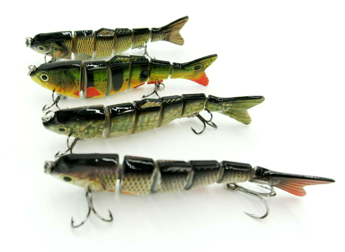 Jointed Fishing Lure Set - 4 Pack Multi-Segment Swimbaits for Fresh & Saltwater