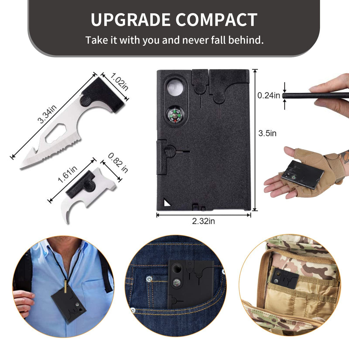 18-in-1 Credit Card Multitool with Screwdrivers, Compass & Bottle Opener – Portable Survival Gadget for Men and Women