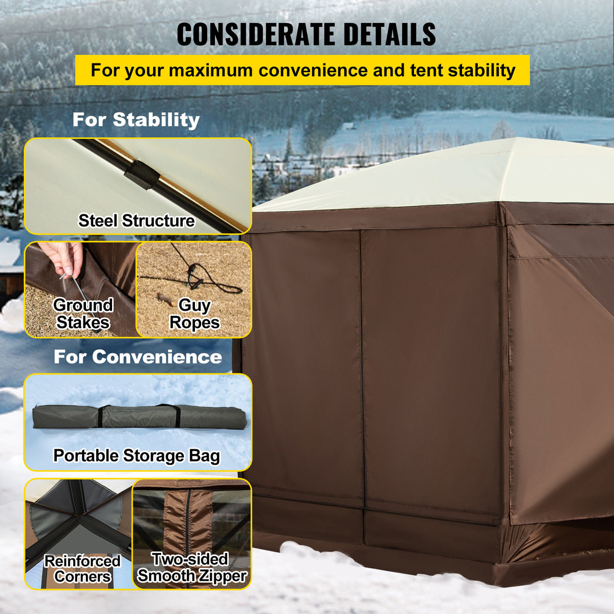 Portable 10x10 Pop-Up Camping Gazebo Shelter with Side Walls