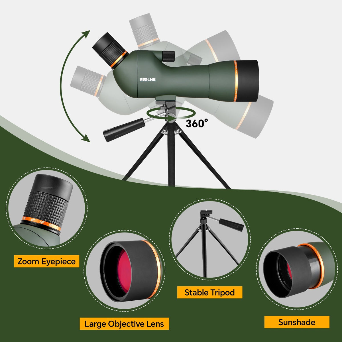 20-60X HD Spotting Scope 70mm FMC Lens BAK4 Prism for Bird Watching