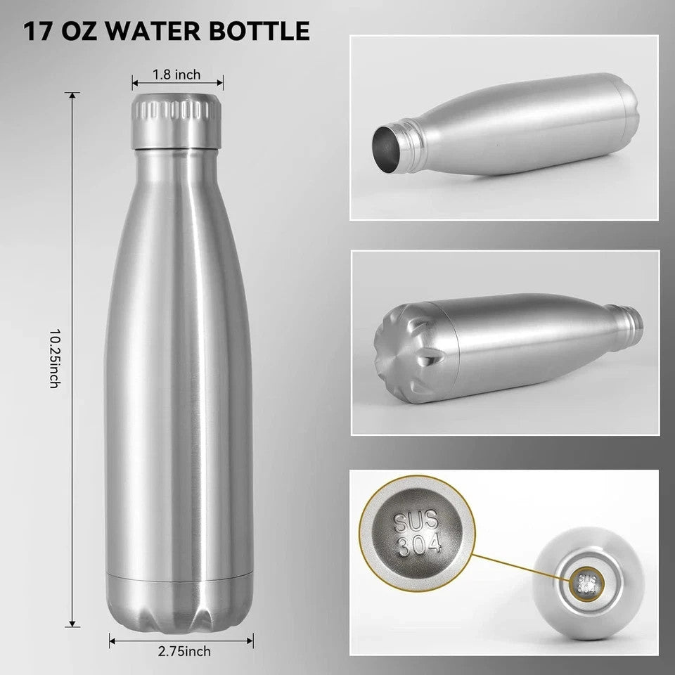 17oz Stainless Steel Water Bottle - Reusable Double Wall Insulated Sport Bottle