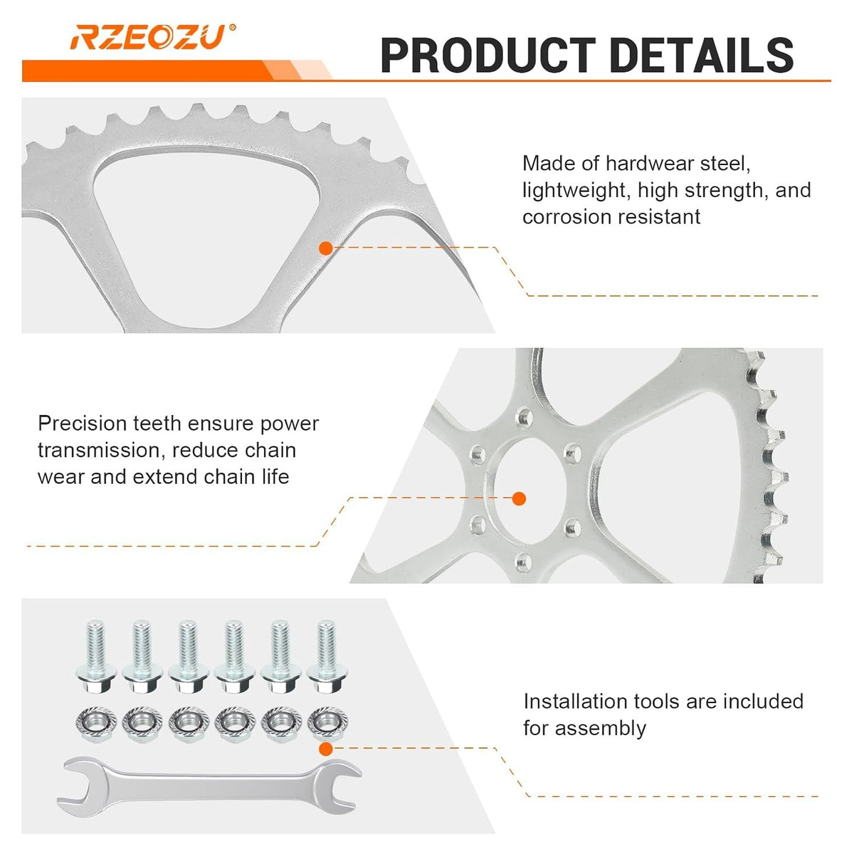 50 Tooth Steel Rear Sprocket Kit for Mini Bike 420 Chain Compatible with CT100U DB30