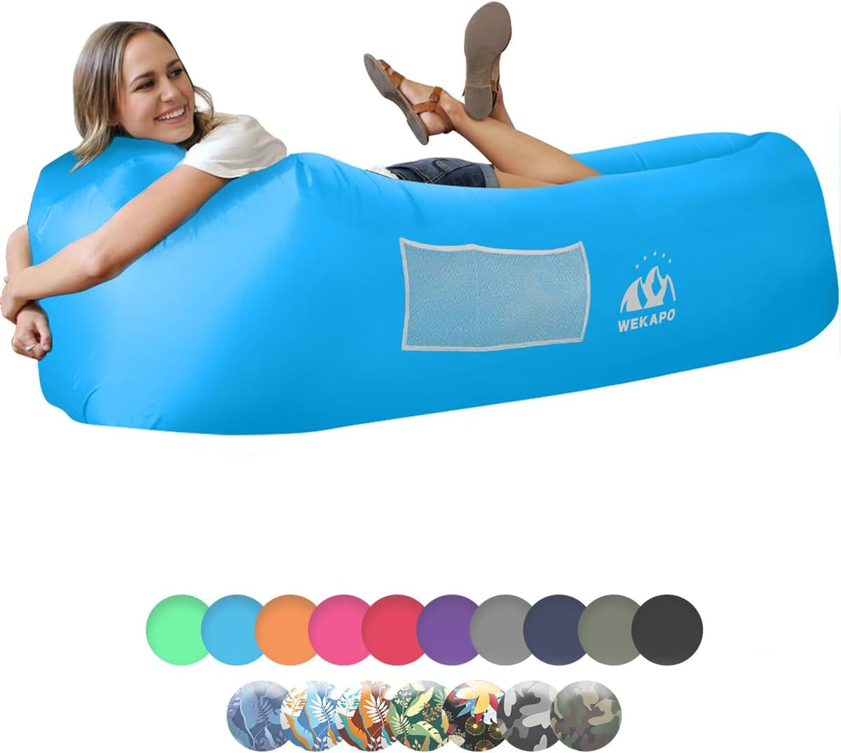 Inflatable Lounge Chair for Camping & Beach - Portable Air Couch with Headrest
