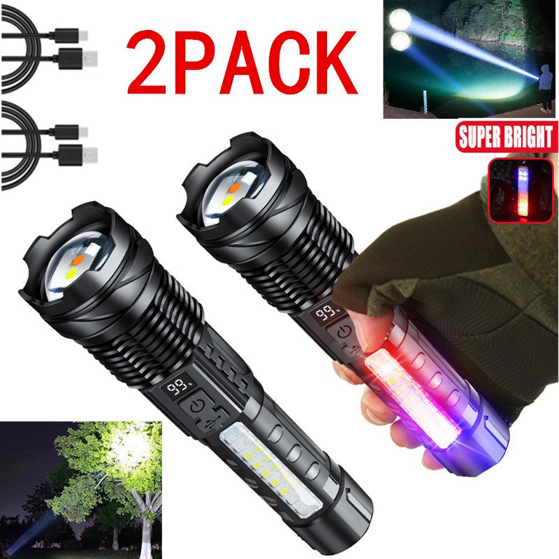 Rechargeable LED Flashlight with Zoom, 7 Modes, Waterproof Camping Torch