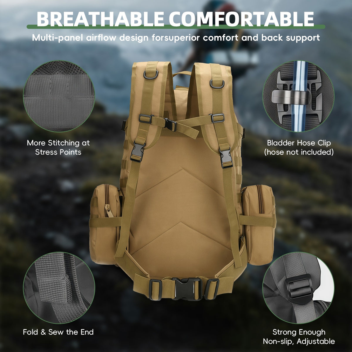 75L Waterproof Military Tactical Backpack for Camping Hiking Men