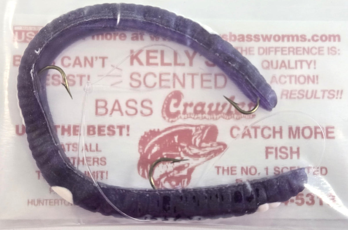 Pre-Rigged Bass Fishing Worms 12 Pack - Anise Scented Soft Plastic Lures