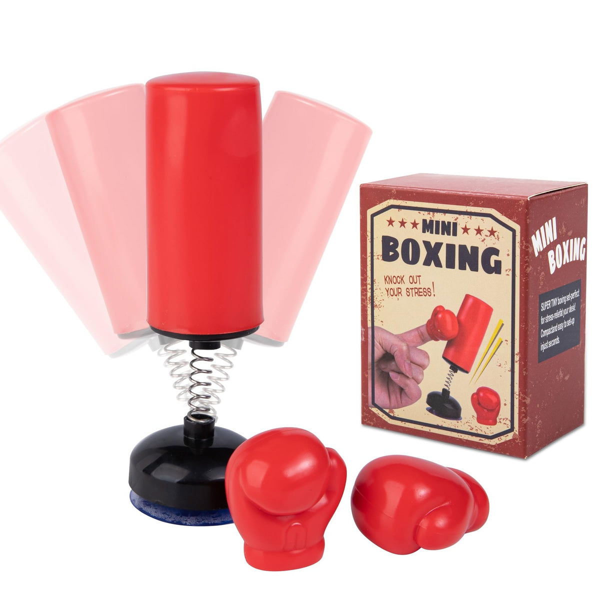 Mini Desktop Boxing Bag Set with Gloves - Stress Relief Punching Toy, Red