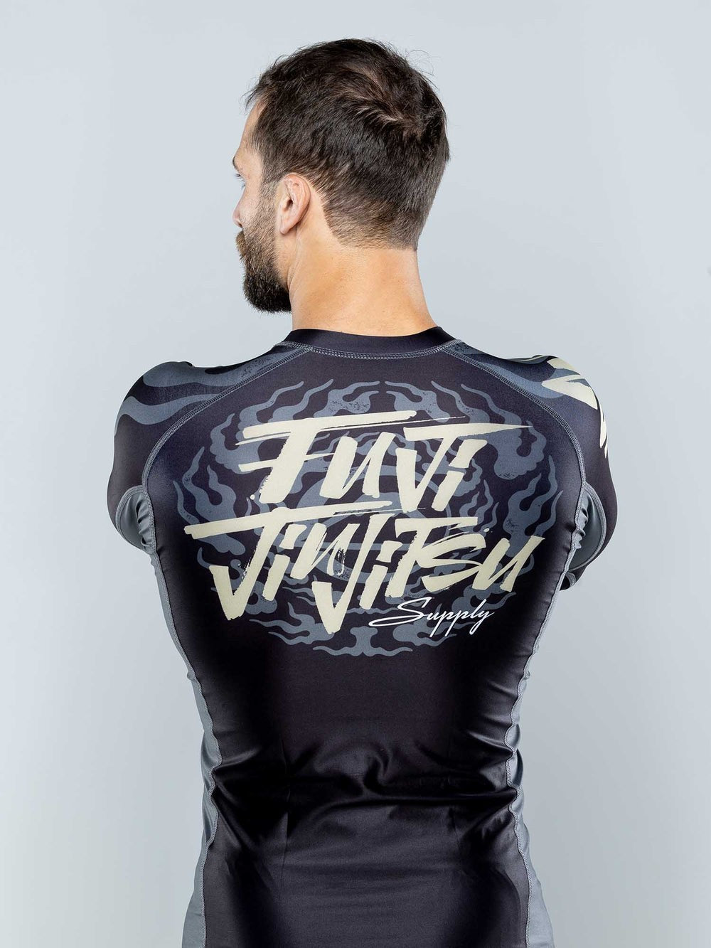 Mens MMA Rashguard Long Sleeve Workout Shirt for Jiu Jitsu & BJJ - Black