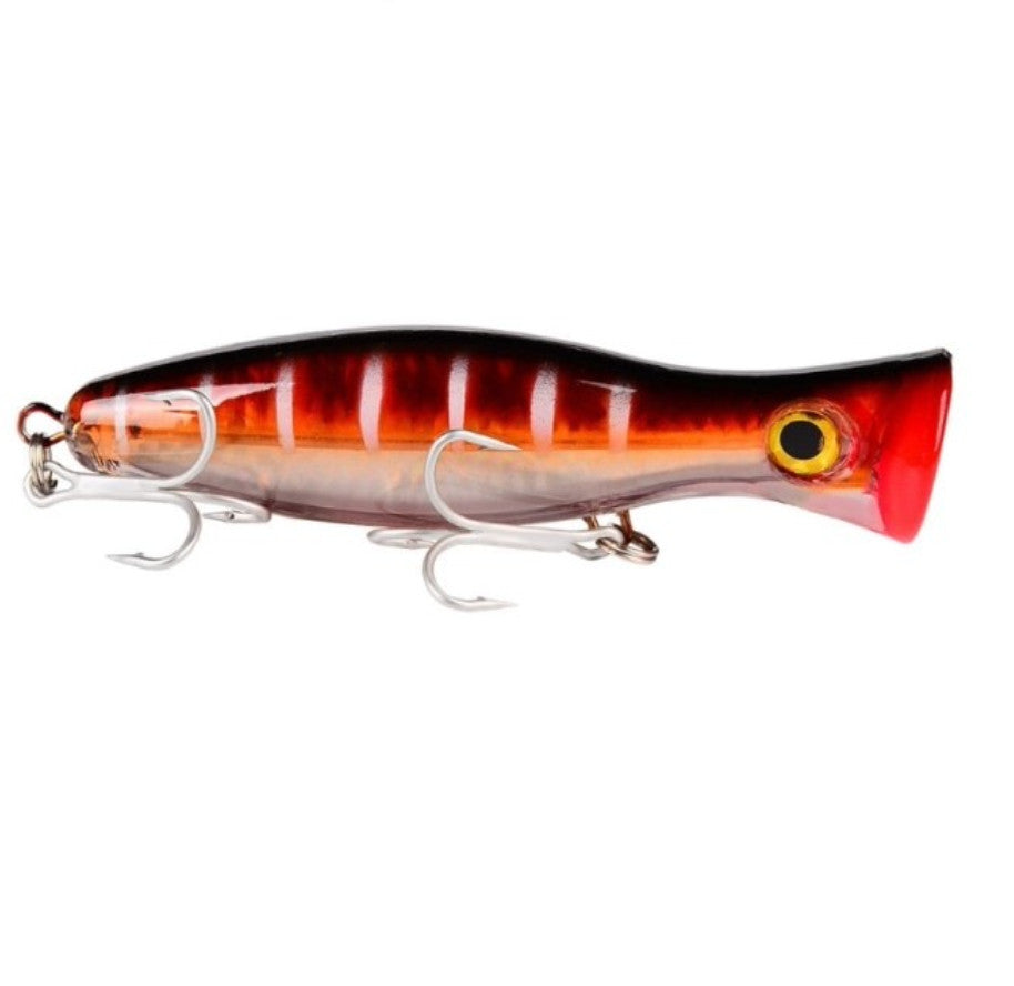 Floating Saltwater & Freshwater Fishing Lure - 1.5oz Topwater Popper with Rattle & Sharp Hooks
