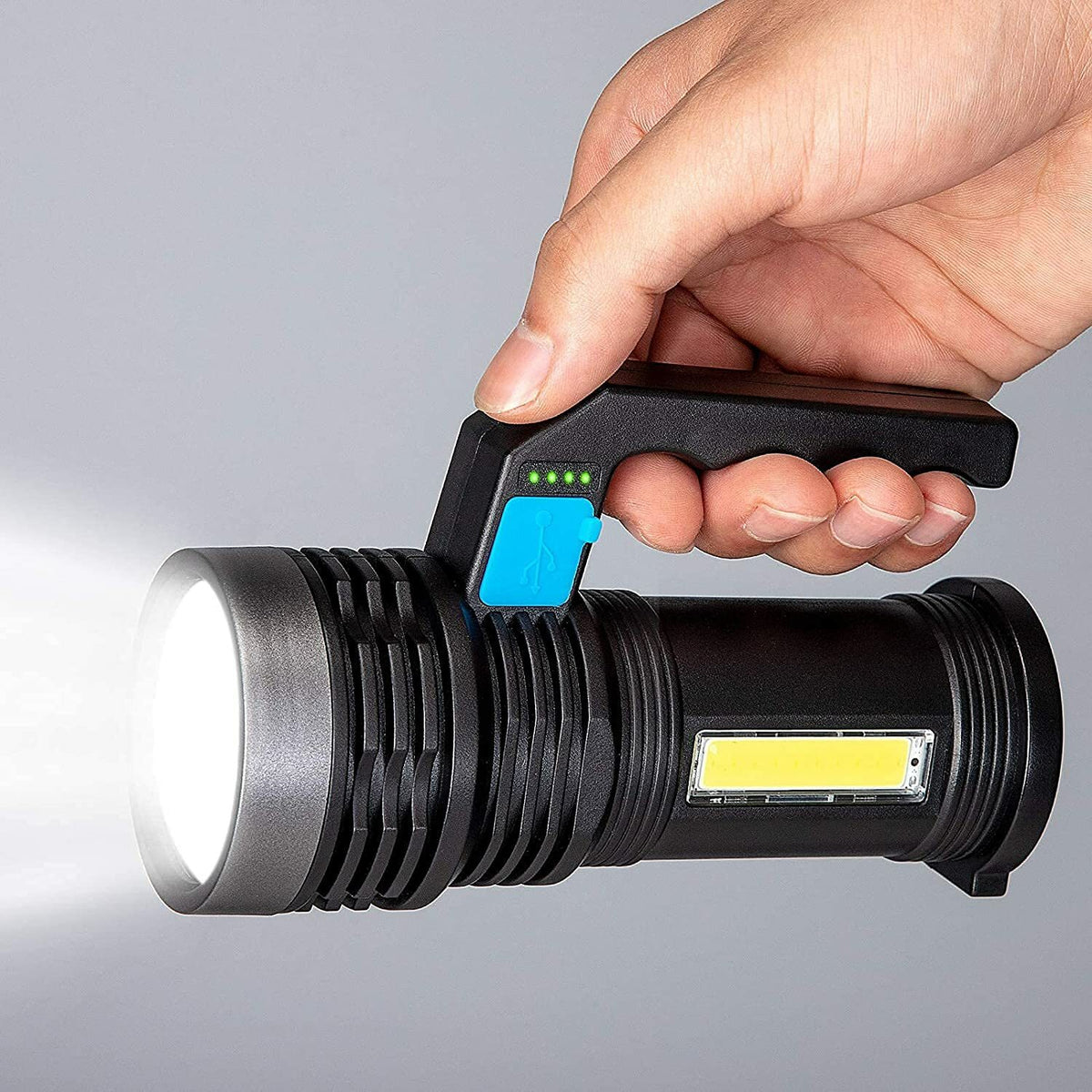 High Lumen Rechargeable LED Tactical Flashlight with 500m Beam, Waterproof