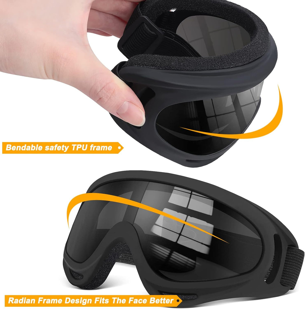 Motorcycle & ATV Ski Goggles Anti-UV Dustproof Windproof 2 Pairs