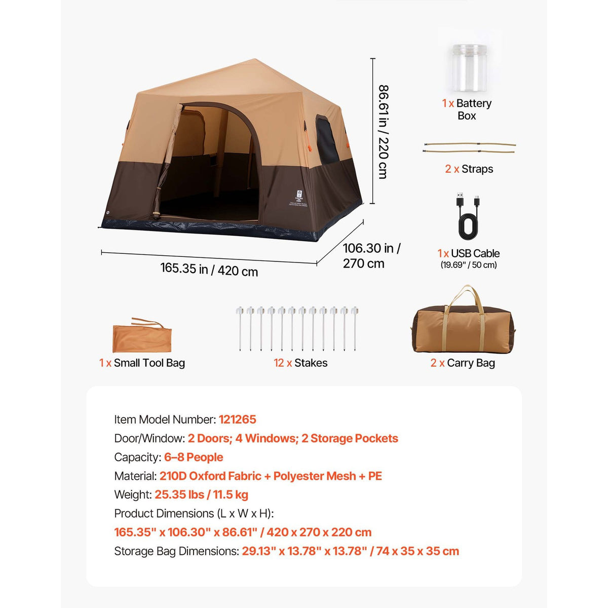 Rechargeable Inflatable Camping Tent Pump for 2-8 Person Tents