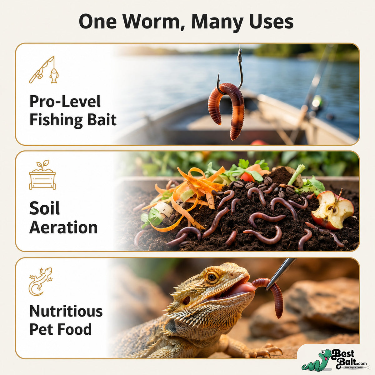 Canadian Nightcrawlers Live Bait - Multiple Sizes & Count Options for Fishing & Reptiles