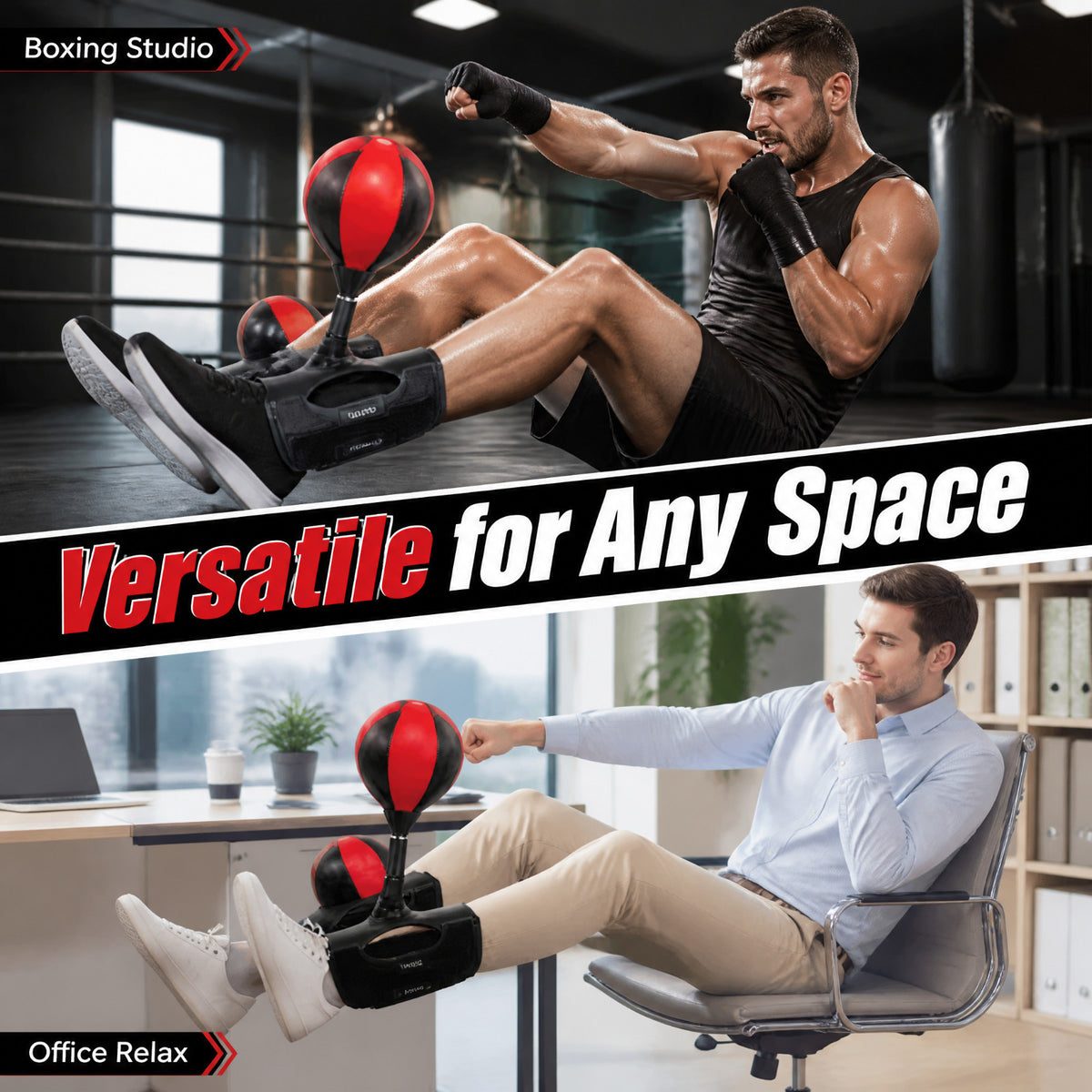 Abs Workout Punching Bag with Reflex Ball for Core Fitness and Training