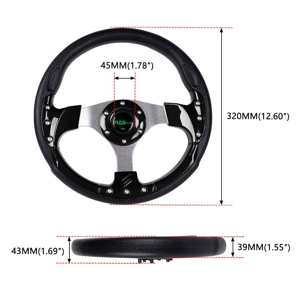 Golf Cart Steering Wheel & Adapter Set for EZGO Club Car Yamaha - Black