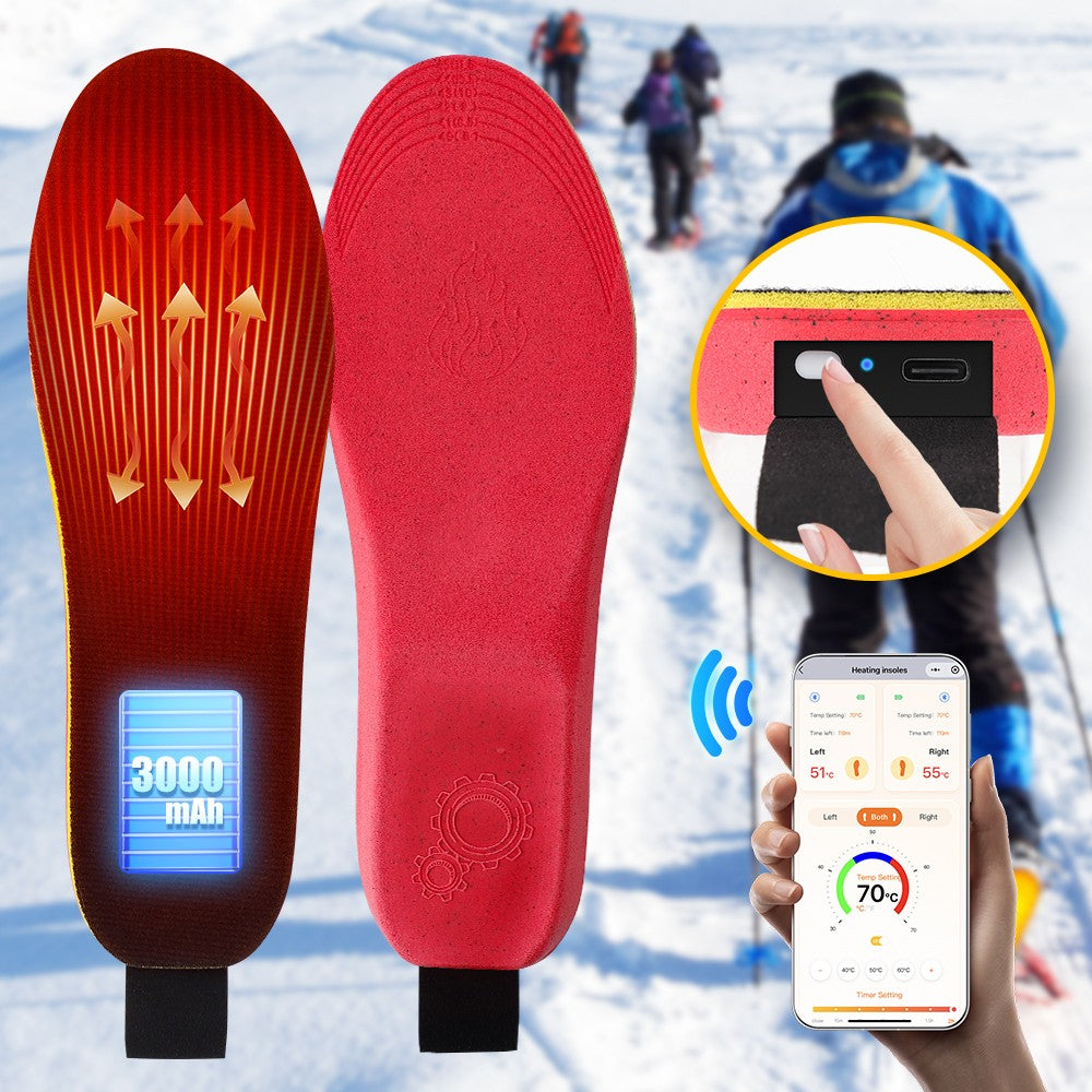 Rechargeable Heated Insoles with APP Control, 3 Heating Levels, 16H Warmth