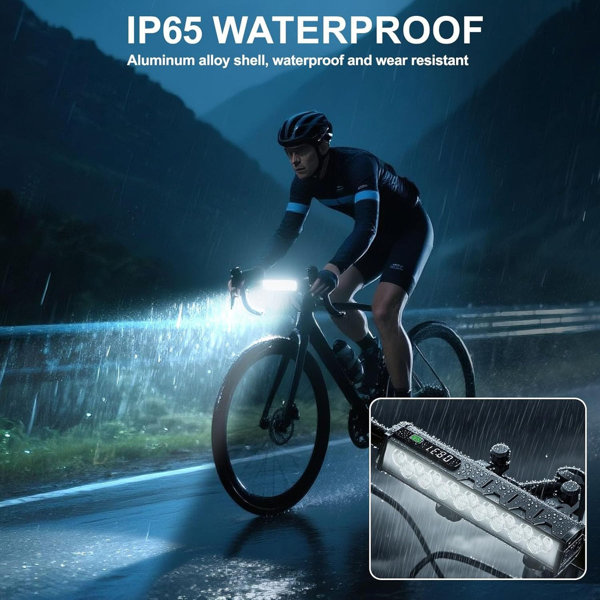 Rechargeable 4800LM Bicycle LED Light Bar with 10000mAh Battery for Night Riding