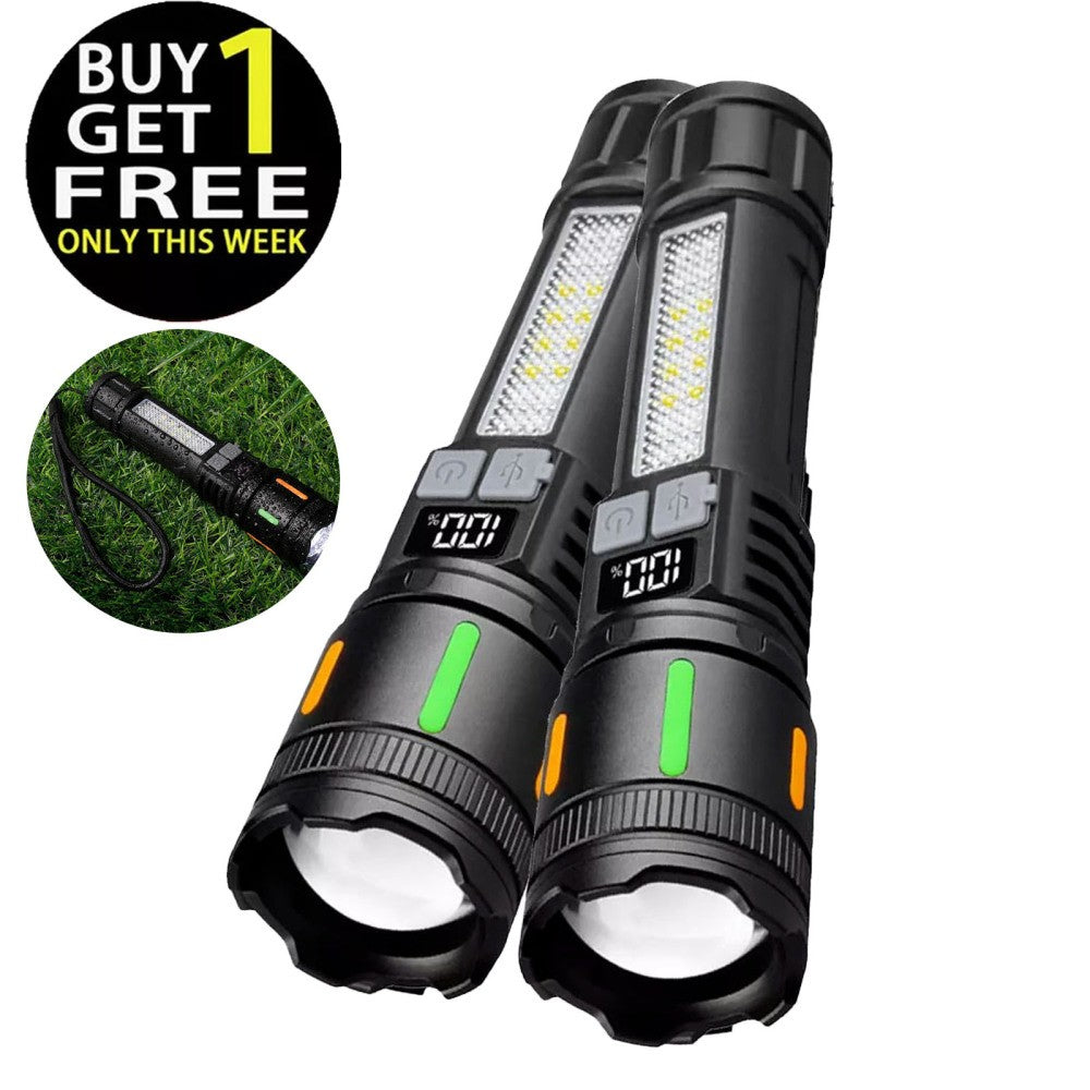 Super Bright LED Tactical Flashlight Set 2 Pack Rechargeable Work Light 99 Million Lumens