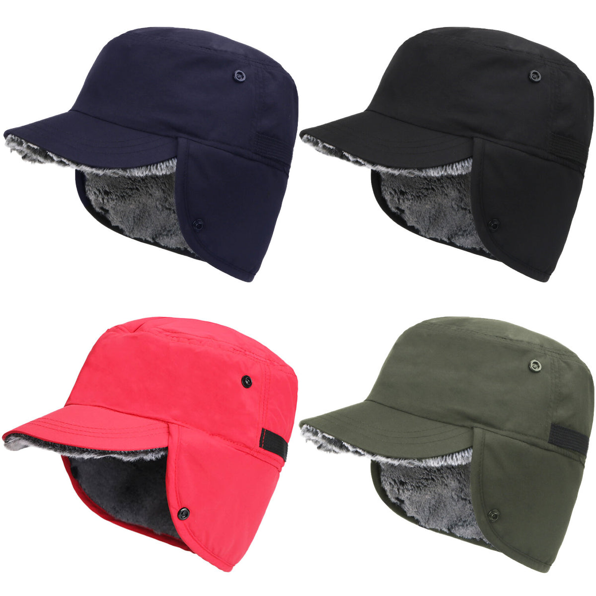 Men's Winter Windproof Ski Hat with Earflaps & Brim - Water-Resistant, Warm