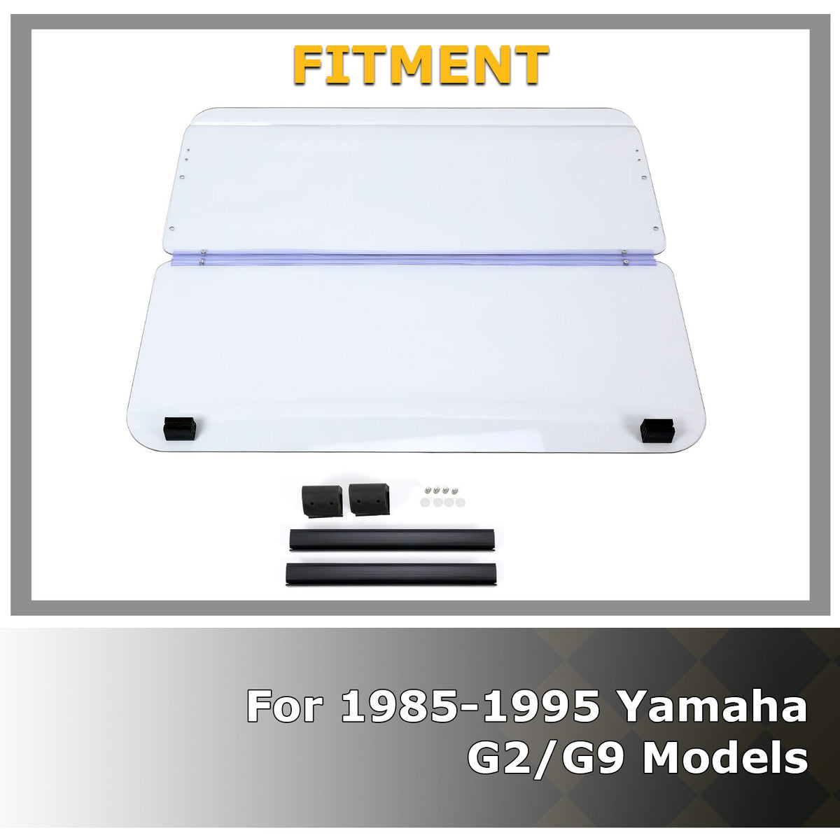 Fold Down Golf Cart Windshield for Yamaha G2 G9 1985-1995 - Clear Plastic Windscreen