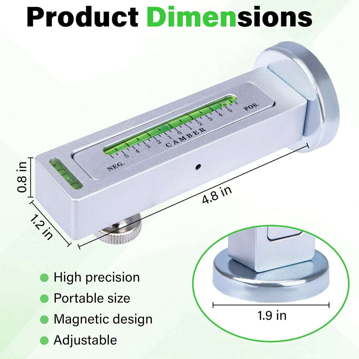 Universal Camber Alignment Tool with Magnetic Base for Vehicle Wheel Alignment