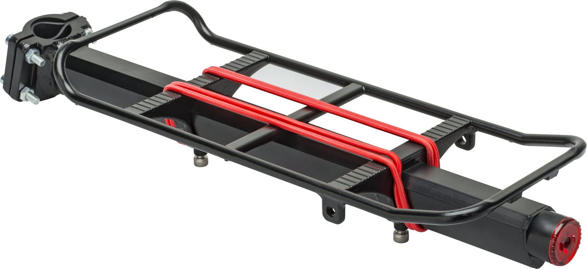 45 lbs Capacity Bicycle Rear Rack with Light and Bungee Cord - 18 Inches