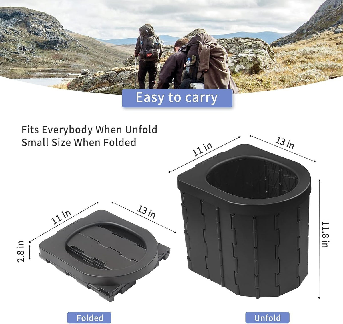 Portable Camping Toilet Foldable Emergency Bathroom for Outdoors Adults Kids