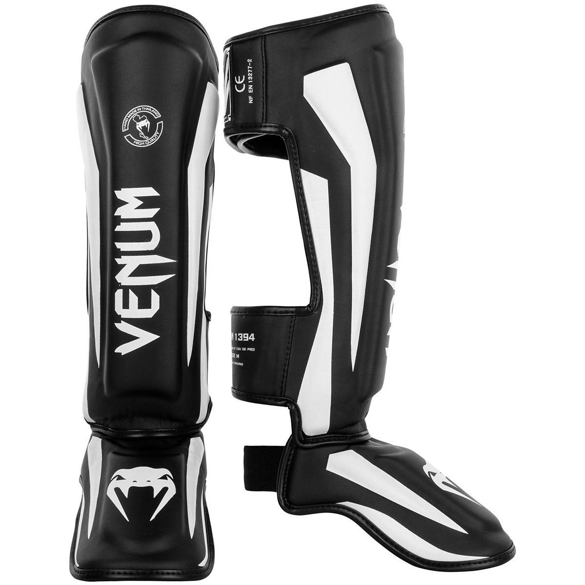Lightweight MMA Shin Guards for Standup Fighting - Black & White, Multiple Sizes