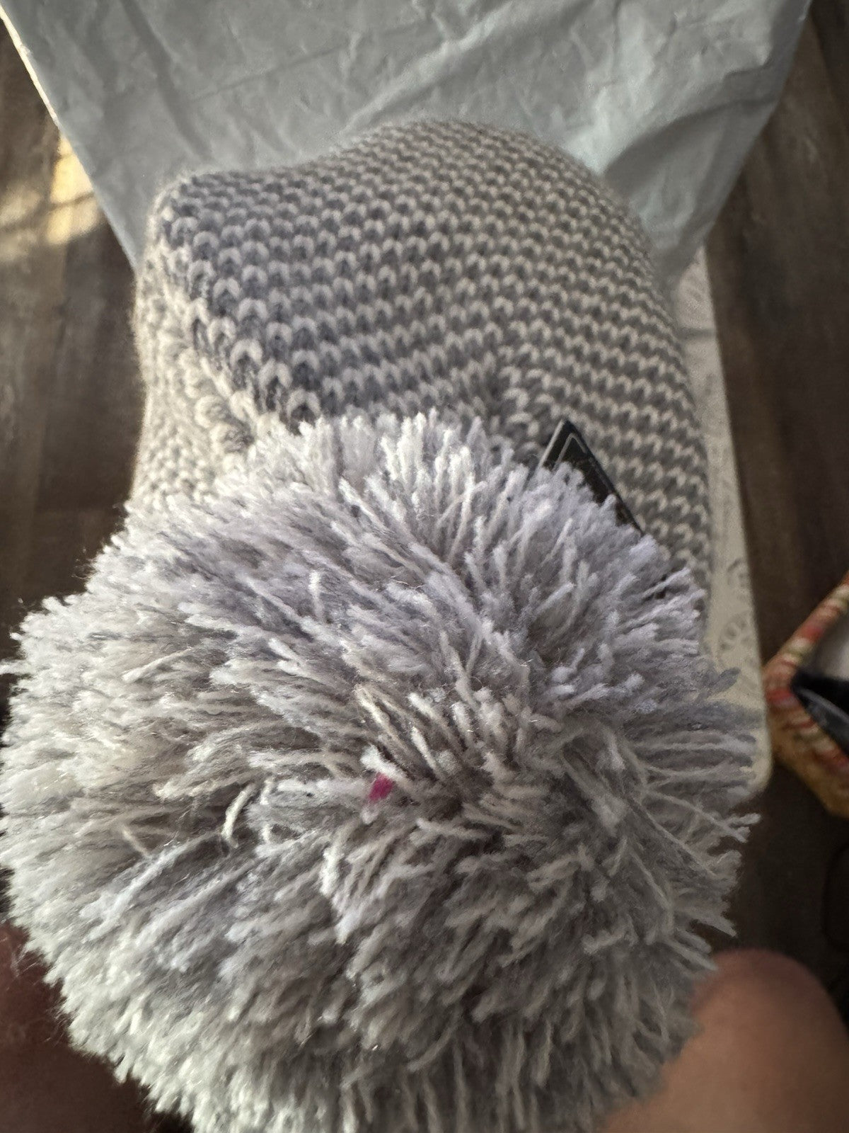 Golf Beanie Hat with Pom Pom - Winter Knit Cap for Women - Black/Gun Metal