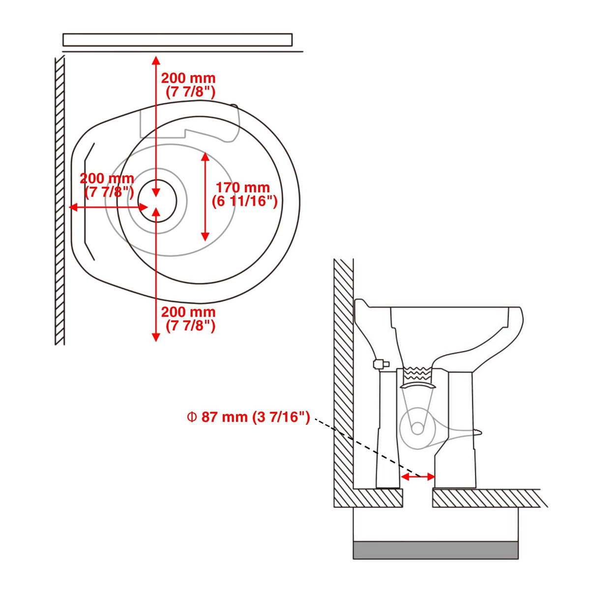 20-Inch Gravity Flush RV Camper Toilet with Foot Pedal & Household Comfort