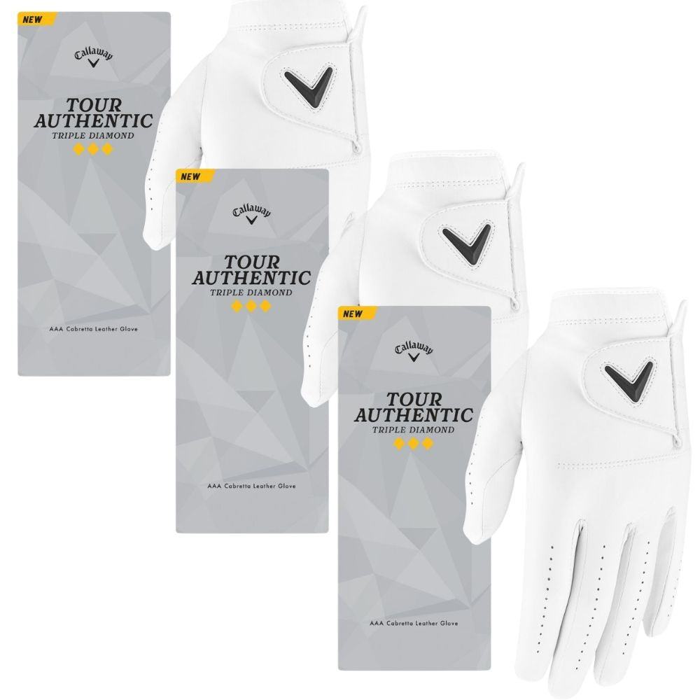 Golf Gloves 3-Pack for Men - Tour Authentic Triple Diamond Fit & Feel