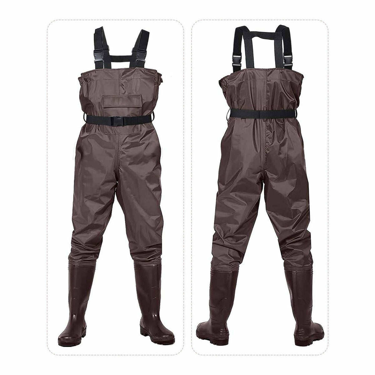 Waterproof Chest Waders for Fishing and Hunting - Nylon & PVC Bootfoot, All Sizes & Colors