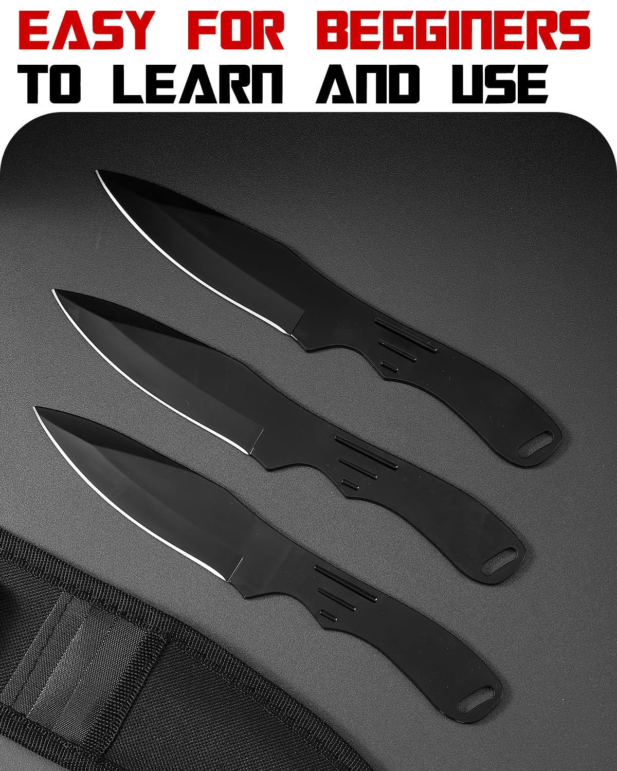3-Piece Stainless Steel Kunai Throwing Knife Set with Nylon Sheath - Well Balanced for Target Practice