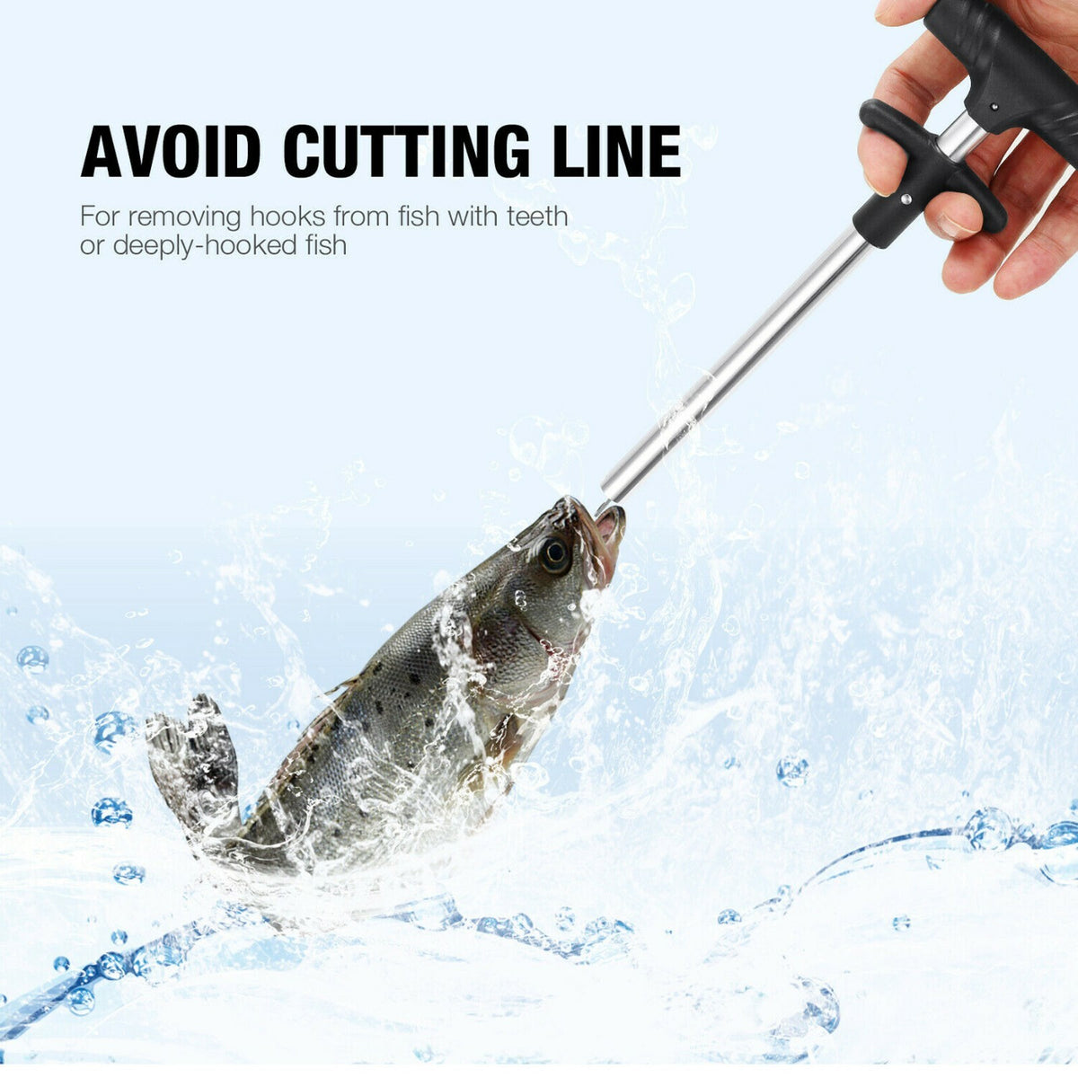 Fishing Hook Remover Tool Stainless Steel Handle, Safe Fish Lip Extraction