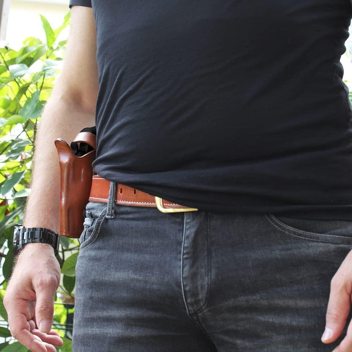 Concealed Carry Leather Holster with Retention Strap for Taurus RT 605 357 Magnum 2 Inch