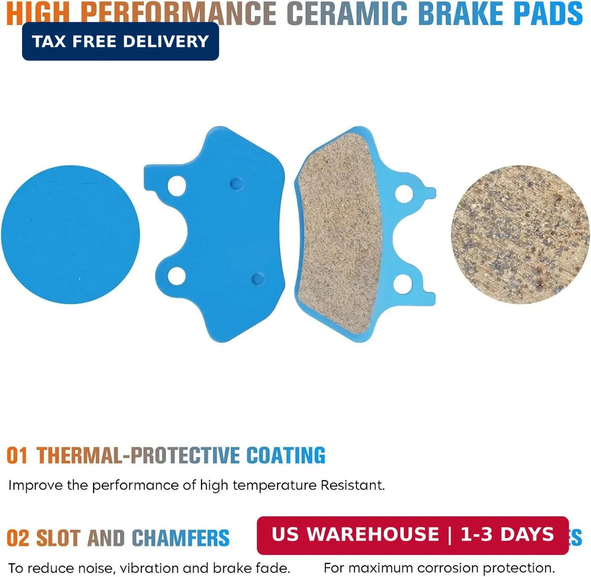 Ceramic Brake Pads for Harley Davidson Motorcycles Front & Rear Fit 2000-2007