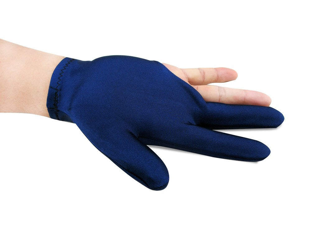 Premium Cue Glove - 3-Finger Right Hand Pool Glove for Billiards (Black/Navy) - All Sizes & Colors