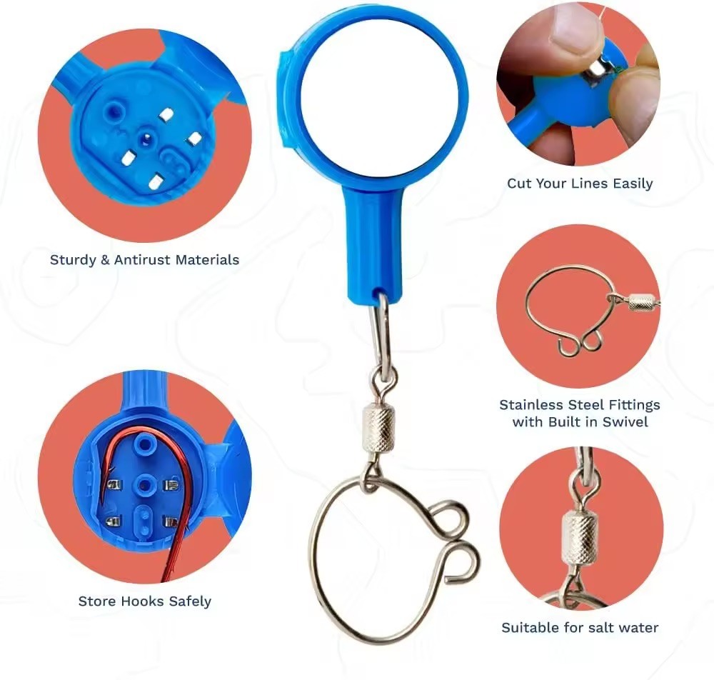 Fishing Knot Tying Tool 2 Pack - Hook Cover & Line Cutter for Saltwater & Freshwater