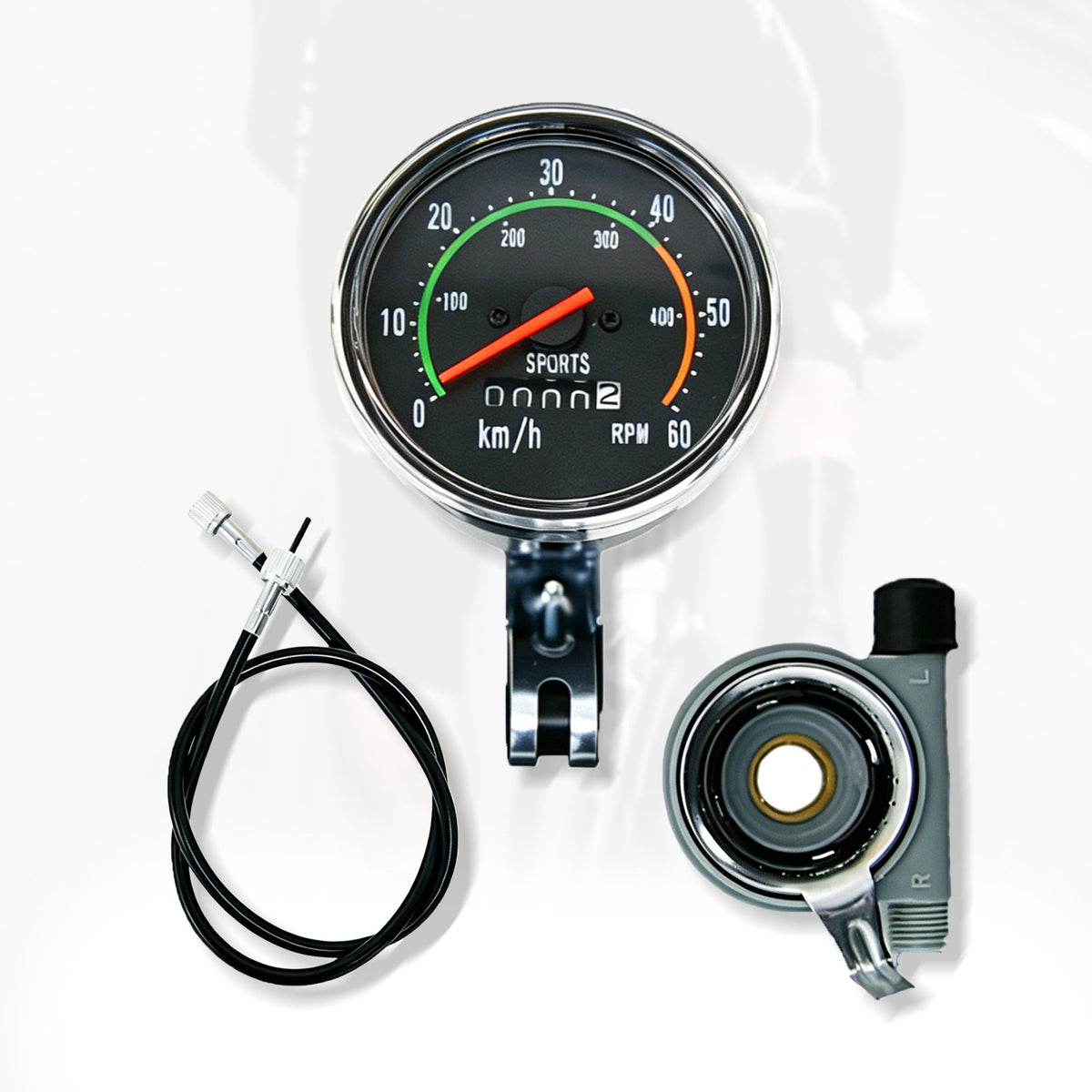 Analog Bicycle Speedometer with Mounting Hardware - Mechanical Odometer for Bikes