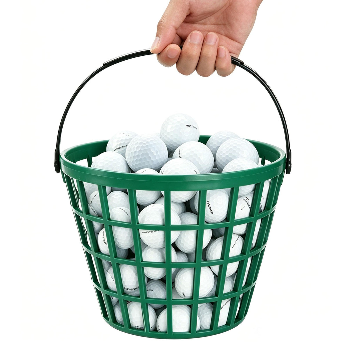 Golf Ball Basket and Bucket Set - Green Plastic Storage for Golf Practice