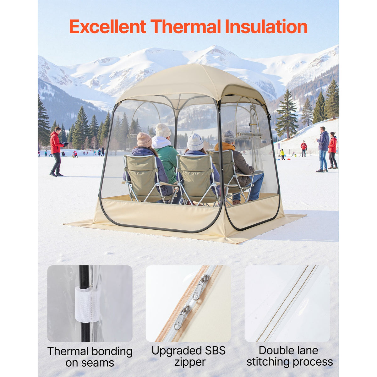 Portable Pop-Up Sports Tent 63x63in Waterproof Outdoor Shelter