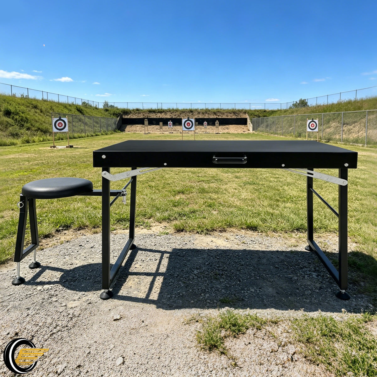 Heavy Duty Adjustable Shooting Table with Padded Seat and Foldable Design