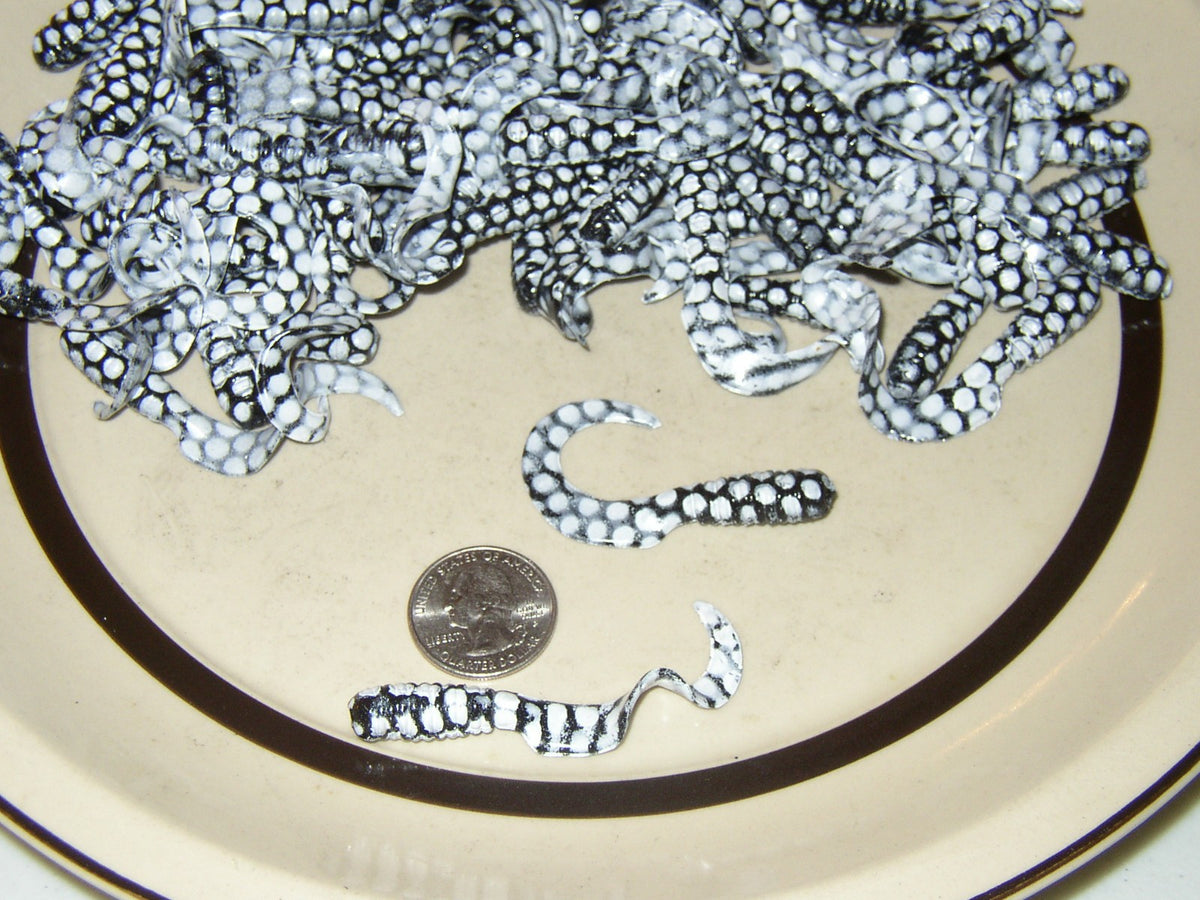 3-Inch Curl Tail Grubs - 25 Black Bodies with White Spots for Fishing Baits