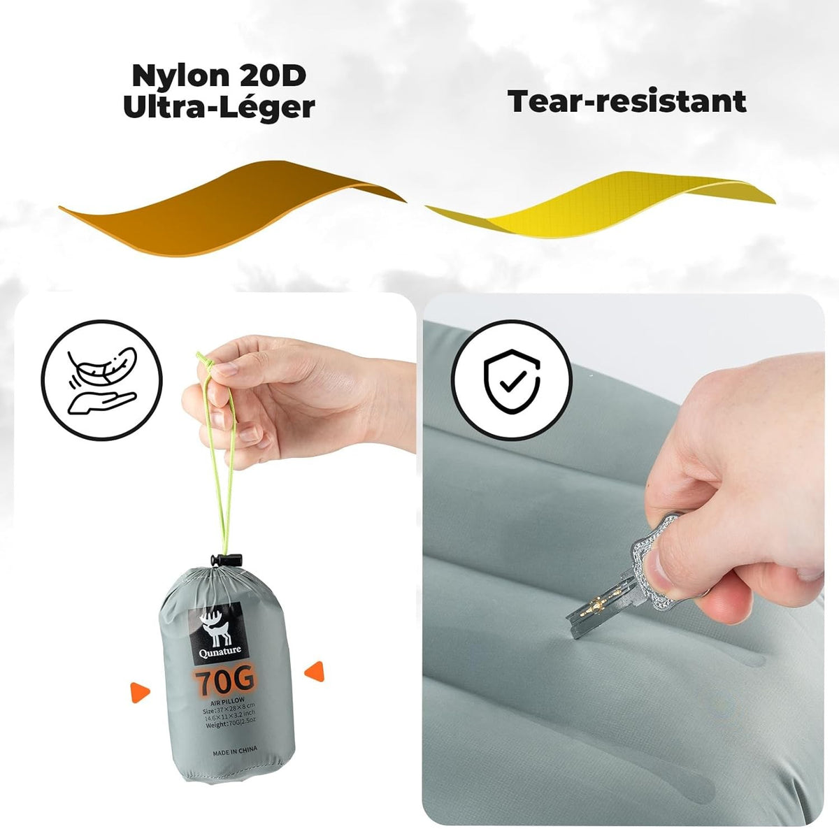Lightweight Inflatable Camping Pillow with Neck Support - Compact & Waterproof